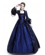 Rose Blooming Blue Ball Gown Victorian Costume Dress