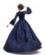 Rose Blooming Blue Ball Gown Victorian Costume Dress