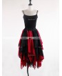Rose Bloooming Black Red Gothic Chiffon Knee Length Skirt