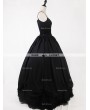 Rose Bloooming Black Gothic Tulle Long Skirt