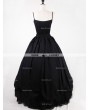 Rose Bloooming Black Gothic Tulle Long Skirt