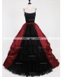 Rose Bloooming Red Black Gothic Satin Skirt
