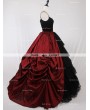 Rose Bloooming Red Black Gothic Satin Skirt