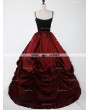Rose Bloooming Red Black Gothic Satin Skirt