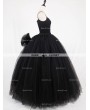 Rose Bloooming Black Gothic Tulle Long Skirt