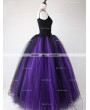 Rose Bloooming Purple Black Gothic Tulle Long Skirt