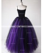 Rose Bloooming Purple Black Gothic Tulle Long Skirt