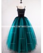 Rose Bloooming Black Teal Green Gothic Long Tulle Skirt