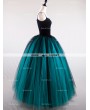 Rose Bloooming Black Teal Green Gothic Long Tulle Skirt