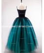 Rose Bloooming Black Teal Green Gothic Long Tulle Skirt