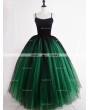 Rose Bloooming Green Black Gothic Tulle Long Skirt