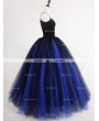 Rose Bloooming Blue Black Gothic Tulle Long Skirt