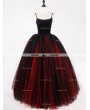 Rose Bloooming Red Black Gothic Tulle Long Skirt