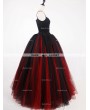 Rose Bloooming Red Black Gothic Tulle Long Skirt