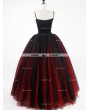 Rose Bloooming Red Black Gothic Tulle Long Skirt