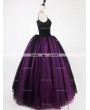 Rose Bloooming Fuchsia Black Gothic Tulle Long Skirt