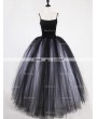 Rose Bloooming White Black Gothic Tulle Long Skirt