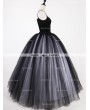 Rose Bloooming White Black Gothic Tulle Long Skirt