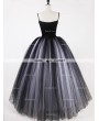 Rose Bloooming White Black Gothic Tulle Long Skirt