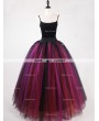 Rose Bloooming Black Multicolor Gothic Tulle Long Skirt