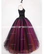 Rose Bloooming Black Multicolor Gothic Tulle Long Skirt