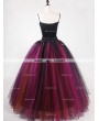 Rose Bloooming Black Multicolor Gothic Tulle Long Skirt