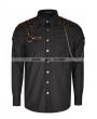 Punk Rave Brown Steampunk Striped Chain Shirt for Men