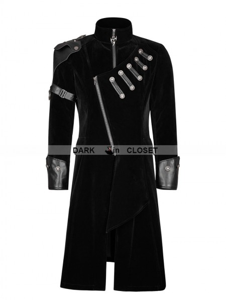 Punk Rave Black Gothic Handsome Punk Medium Length Coat for Men ...
