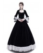 Rose Blooming Black Velvet Civil War Queen Theatrical Victorian Costume Dress