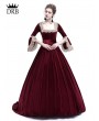 Rose Blooming Wine Red Velvet Ball Gown Theatrical Victorian Gown