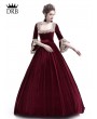 Rose Blooming Wine Red Velvet Ball Gown Theatrical Victorian Gown