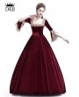 Rose Blooming Wine Red Velvet Ball Gown Theatrical Victorian Gown