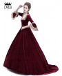 Rose Blooming Wine Red Velvet Ball Gown Theatrical Victorian Gown