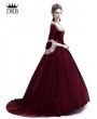 Rose Blooming Wine Red Velvet Ball Gown Theatrical Victorian Gown