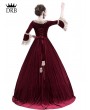 Rose Blooming Wine Red Velvet Ball Gown Theatrical Victorian Gown