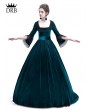 Rose Blooming Blue Velvet Ball Gown Theatrical Victorian Gown