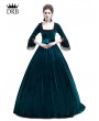 Rose Blooming Blue Velvet Ball Gown Theatrical Victorian Gown