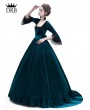 Rose Blooming Blue Velvet Ball Gown Theatrical Victorian Gown