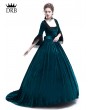 Rose Blooming Blue Velvet Ball Gown Theatrical Victorian Gown