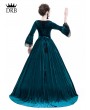 Rose Blooming Blue Velvet Ball Gown Theatrical Victorian Gown