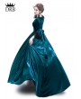 Rose Blooming Blue Velvet Ball Gown Theatrical Victorian Gown