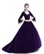 Rose Blooming Purple Velvet Ball Gown Theatrical Victorian Gown