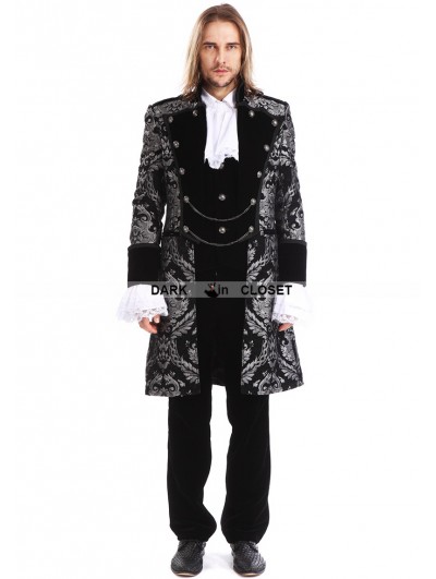 Pentagramme Sliver Printing Pattern Gothic Swallow Tail Jacket for Men