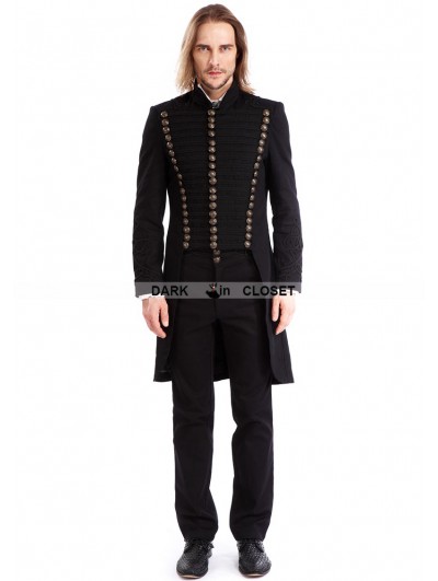 Pentagramme Black Gothic Vintage Swallow Tail Coat for Men