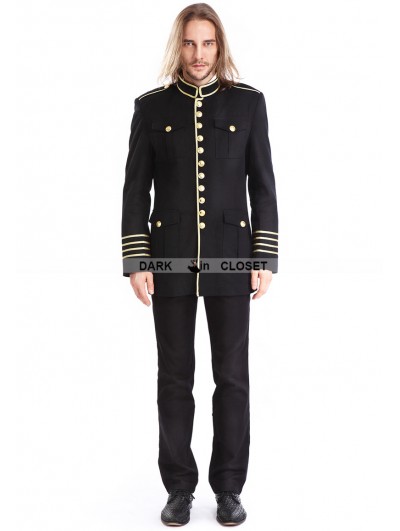 Pentagramme Black Mens Gothic Military Uniform Jacket