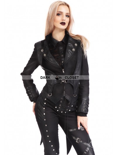 Pentagramme Black Gothic Punk Rock Short Jacket for Women