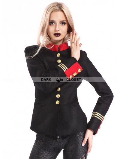 Pentagramme Black Gothic Military Uniform Jacket for Women