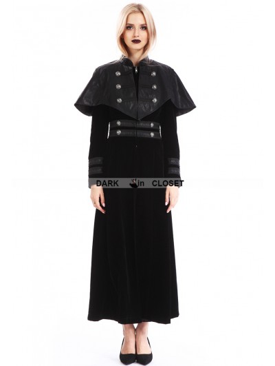 Pentagramme Black Velvet Gothic Long Cape Coat for Women