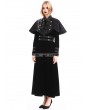 Pentagramme Black Velvet Gothic Long Cape Coat for Women