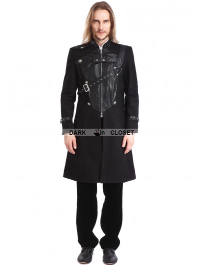 Pentagramme Black Gothic Punk Belt Coat for Men